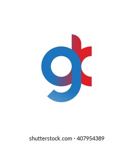 initial letter gk linked circle lowercase logo blue red