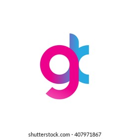 initial letter gk linked circle lowercase logo pink blue purple