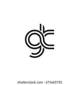 Initial letter gk, linked outline rounded lowercase, monogram black