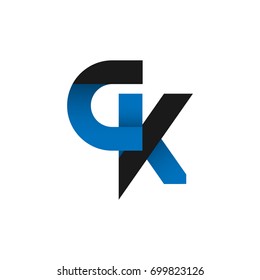 Initial letter GK logo design concept in blue and black color