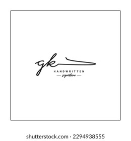 Initial Letter GK Logo - Handwritten Signature Logo
