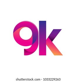 Initial Letter GK Logo Lowercase, magenta and orange, Modern and Simple Logo Design.