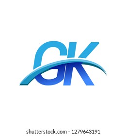 initial letter GK logotype company name colored blue and swoosh design. vector logo for business and company identity.