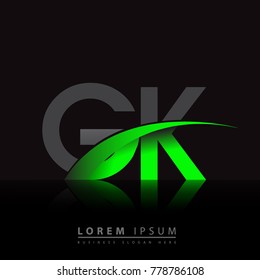 initial letter GK logotype company name colored green and black swoosh design. vector logo for business and company identity.

