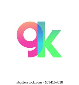 Initial Letter GK Lowercase Logo green, pink and Blue, Modern and Simple Logo Design.