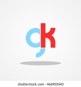 Initial letter GK lowercase logo design template blue sky red