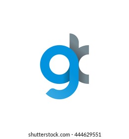 initial letter gk modern linked circle round lowercase logo blue gray