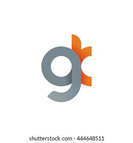 initial letter gk modern linked circle round lowercase logo orange gray