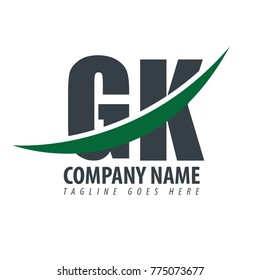 Initial Letter GK Overlapping Logo