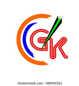 initial letter GK red color logo vector