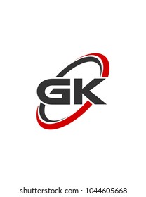 initial letter GK swoosh ring company logo red gray