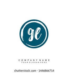 Initial letter GL beautiful handwriting logo vector template