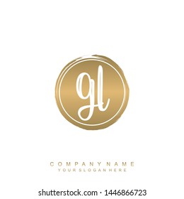 Initial letter GL beautiful handwriting logo vector template