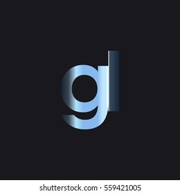 Initial letter GL chrome with dark background logo