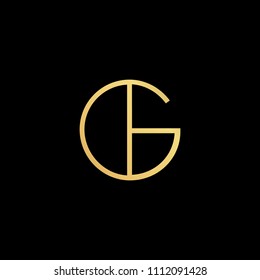 Initial letter GL LG GH HG GI IG minimalist art logo, gold color on black background