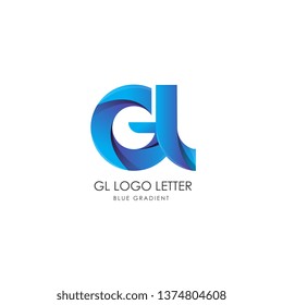 Initial Letter gl Linked Circle Lowercase Logo Blue Icon Design Template Element with gradient - Vector