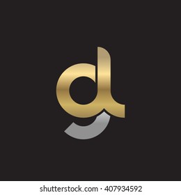 initial letter gl linked circle lowercase logo gold silver black background