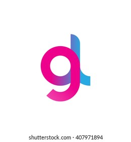 initial letter gl linked circle lowercase logo pink blue purple