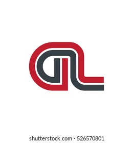 Initial Letter GL Linked Design Logo Red Black