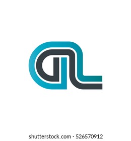 Initial Letter GL Linked Design Logo Blue Black