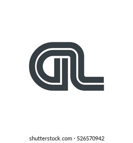 Initial Letter GL Linked Design Logo Black