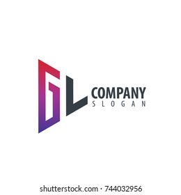 Initial Letter GL Linked Triangle Design Logo