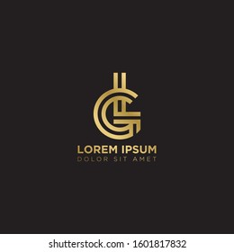 Initial Letter GL linked uppercase overlap modern gold logo vector design template. Suitable for business, consulting group company.