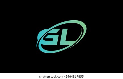 Logotipo inicial GL para carta. Diseño creativo y moderno del logotipo de GL sobre fondo negro.