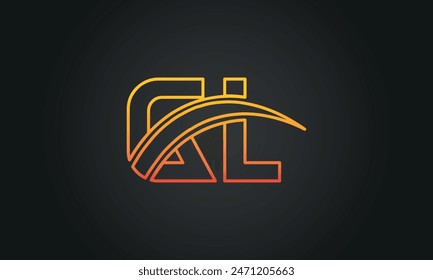 Letra inicial GL diseño del logotipo con Swoosh. Diseño creativo y moderno del logotipo de GL sobre fondo negro.