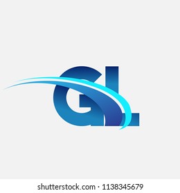 initial letter GL logotype company name colored blue and swoosh design. vector logo for business and company identity.