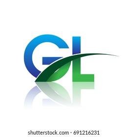 initial letter GL logotype company name colored blue and green swoosh design. vector logo for business and company identity.
