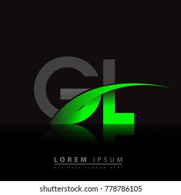 initial letter GL logotype company name colored green and black swoosh design. vector logo for business and company identity.
