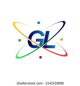 initial letter GL logotype science icon colored blue, red, green and yellow swoosh design. vector logo for business and company identity.
