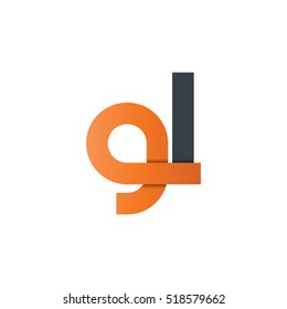 Initial Letter GL Lowercase Design Logo Orange Black