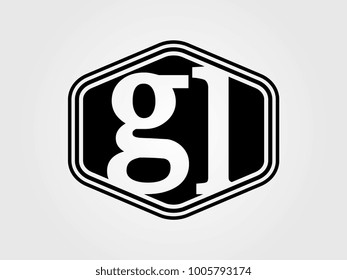 Initial letter gl lowercase logo minimalist black