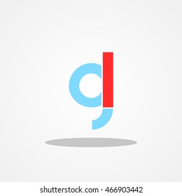 Initial letter GL lowercase logo design template blue sky red