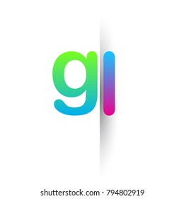 Initial Letter GL Lowercase Logo green, pink and Blue Modern and Simple Logo Design.