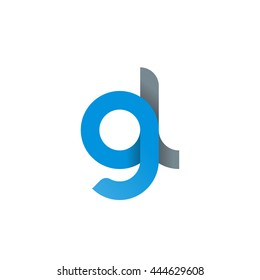 initial letter gl modern linked circle round lowercase logo blue gray