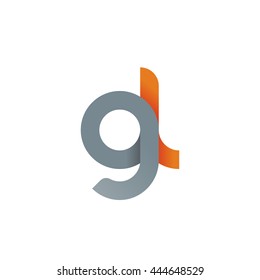 initial letter gl modern linked circle round lowercase logo orange gray