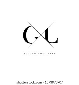 Initial letter gl sliced uppercase modern logo design template elements. Black letter Isolated on white background. Suitable for business, consulting group company.