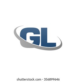 initial letter GL swoosh ring company logo blue gray