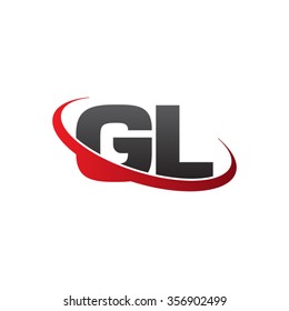 initial letter GL swoosh ring company logo red black