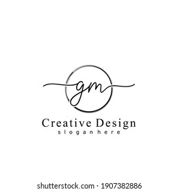 Initial letter GM calligraphy handwritten logo. Handwritten alphabet in the logo template. Letters and Alphabet for your logo design.