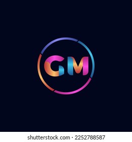 Initial letter GM curve rounded logo, gradient vibrant colorful glossy colors