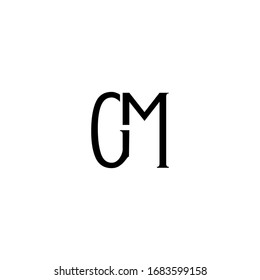 Initial Letter GM G M Typography Logo design vector in black and white color