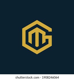 Letra inicial Hexagon Logotipo moderno minimalista de GM