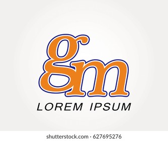 Initial letter gm logo. Monogram lowercase italic
