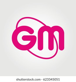 initial letter gm logo pink on white background