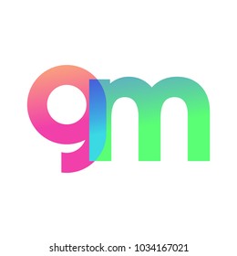 Initial Letter GM Lowercase Logo green, pink and Blue, Modern and Simple Logo Design.