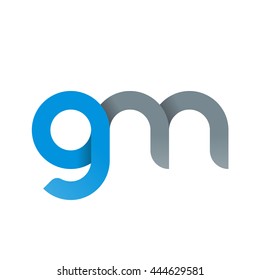 initial letter gm modern linked circle round lowercase logo blue gray